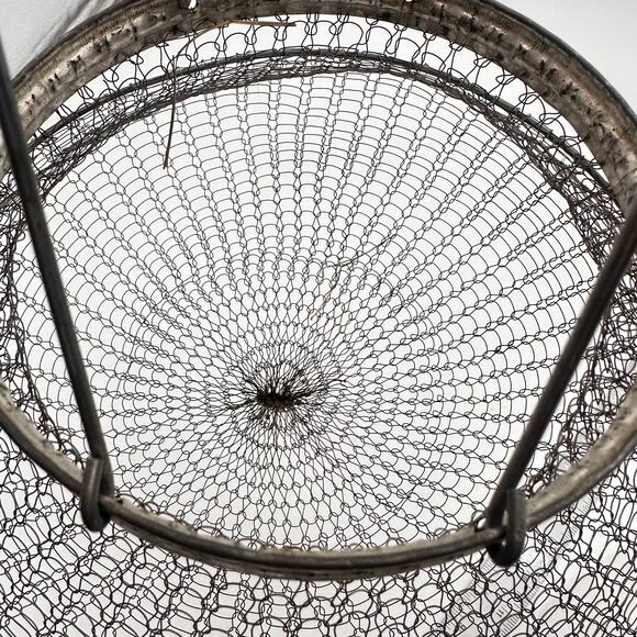Vintage Italian Collapsible Wire Strainer Basket garden pasta mesh chicken coop - Picture 3 of 16